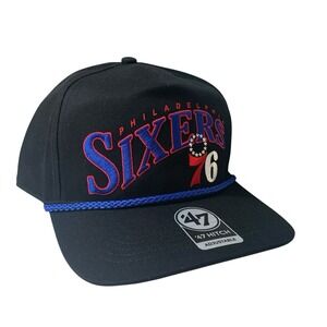 Philadelphia 76ers '47 Brand Wave Black Hitch Blue Rope Adjustable Snapback Hat